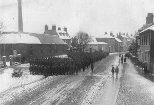 81 royal-engineers-feb1916.jon parade outside Newport Pagnell Brewerypg copy